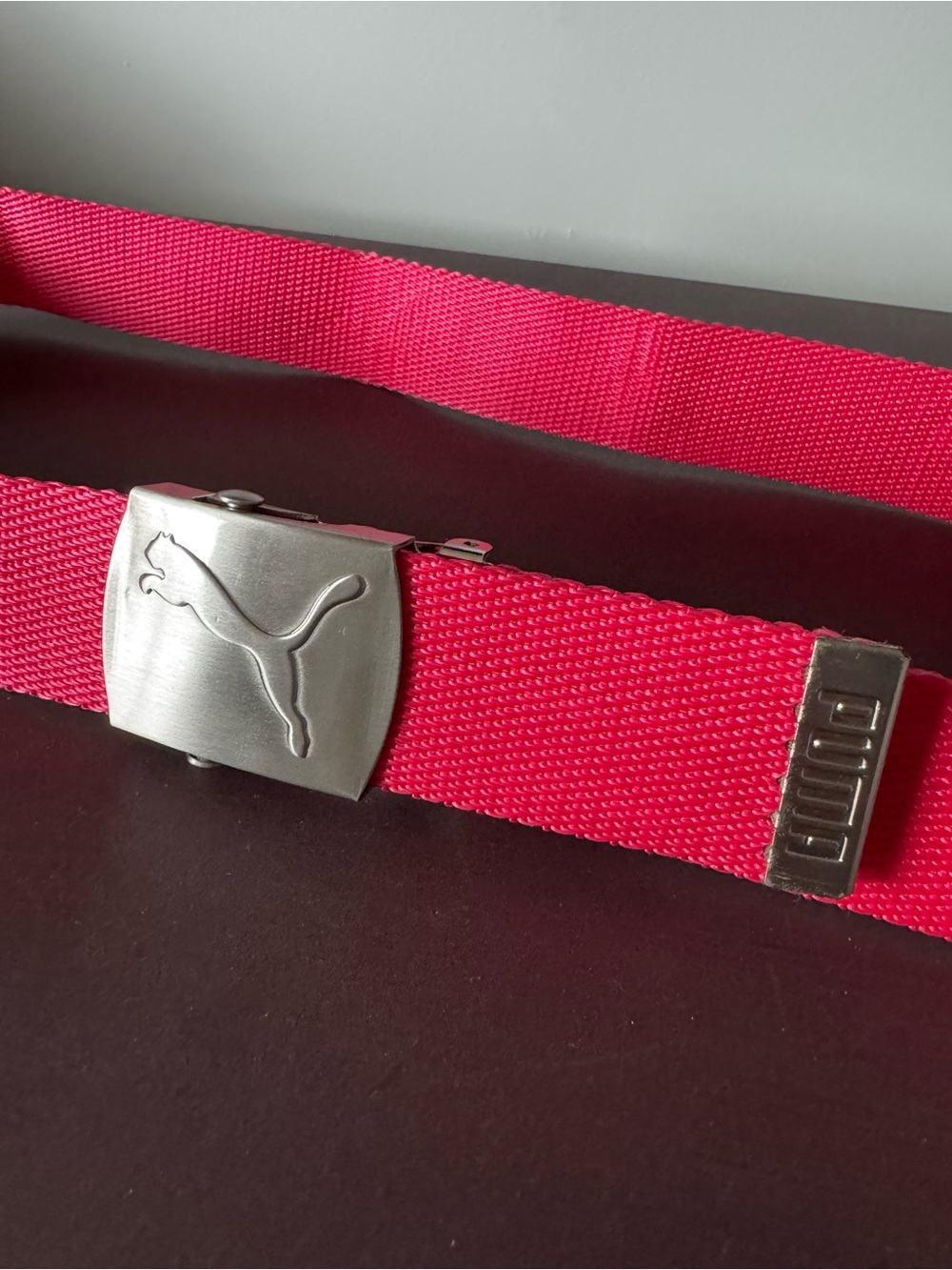 Puma Ladies Pink Webbing Belt with Metal Buckle